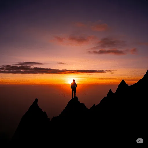 Siluet pengunjung menikmati pemandangan matahari terbit (sunrise) yang magis di Puncak Budug Asu.