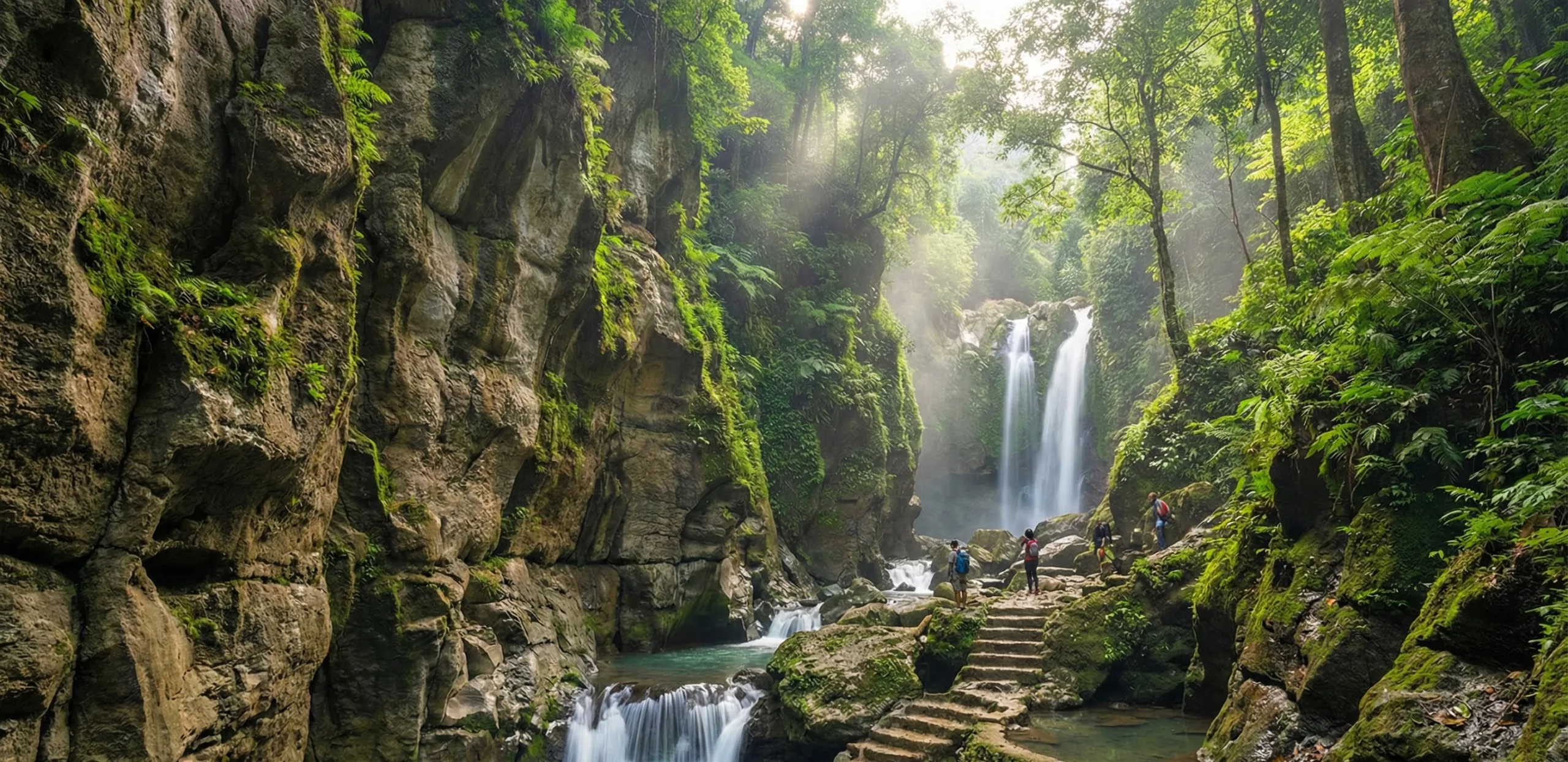 Keindahan tebing bebatuan di Coban Nirwana Malang