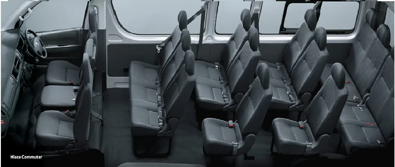 Kapasitas HiAce Commuter Malang 12 sampai 15 orang untuk perjalanan grup